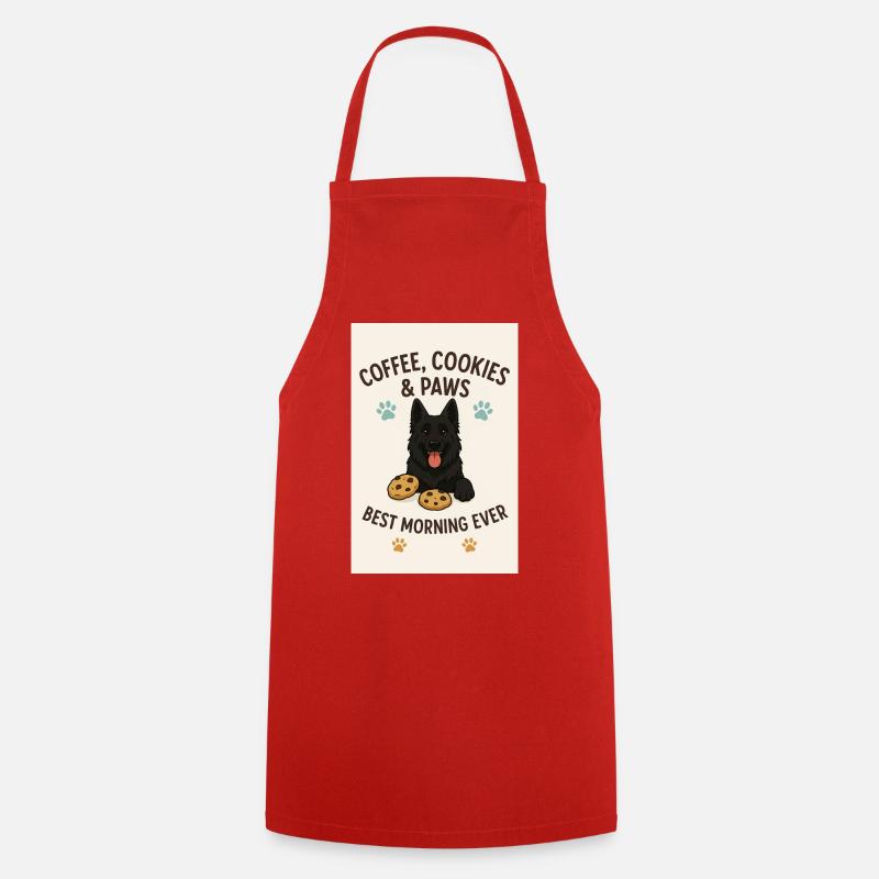 Coffee, Cookies and Paws - Cooking Apron - red