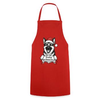 Chien avec chapeau de Père Noël Joyeux Noël - Tablier de cuisine - rouge - Devant - AI Model Male 185 dark (185cm)
