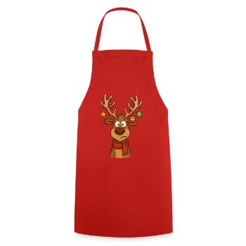 Hirsch Rudolph Frohe Weihnachten süß - Kochschürze - Rot - Vorne - AI Model Male 185 dark (185cm)