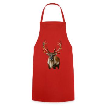 Reindeer Christmas Deer Deer - Cooking Apron - red - Front - AI Model Male 185 dark (185cm)