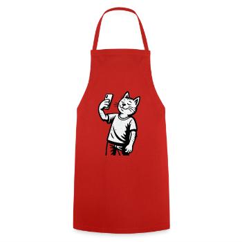 Selfie cat in sketch style - Cooking Apron - red - Front - AI Model Male 185 dark (185cm)