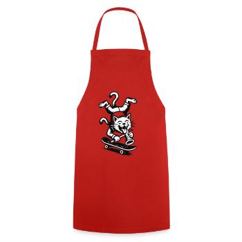 Art urbain de style Banksy des Cats - Tablier de cuisine - rouge - Devant - AI Model Male 185 dark (185cm)