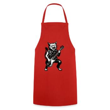 Katzenwerwolf Bassgroove - Kochschürze - Rot - Vorne - AI Model Male 185 dark (185cm)