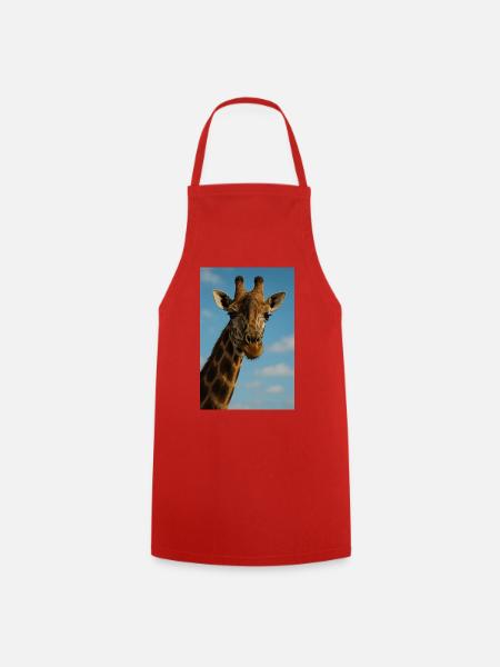 Giraffenporträt am blauen Himmel - Kochschürze - Rot