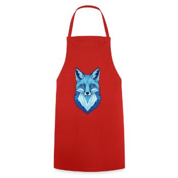 Tête de loup géométrique bleue - Tablier de cuisine - rouge - Devant - AI Model Male 185 dark (185cm)