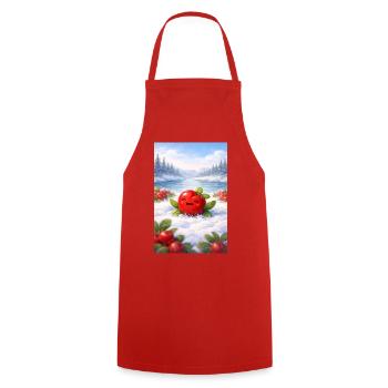 Priselberry - Gifts of the Far North - Cooking Apron - red - Front - AI Model Male 185 dark (185cm)