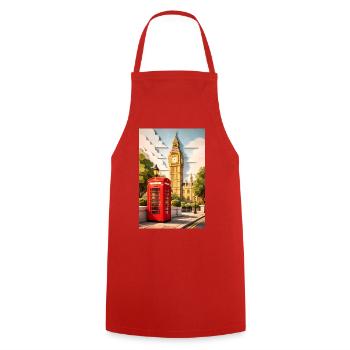 London Paper Craft: Rote Telefonzelle von Big Ben - Kochschürze - Rot - Vorne - AI Model Male 185 dark (185cm)