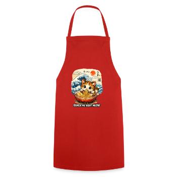 Kawaii Neko Ramen Cat Noodle Anime - Cooking Apron - red - Front - AI Model Male 185 dark (185cm)