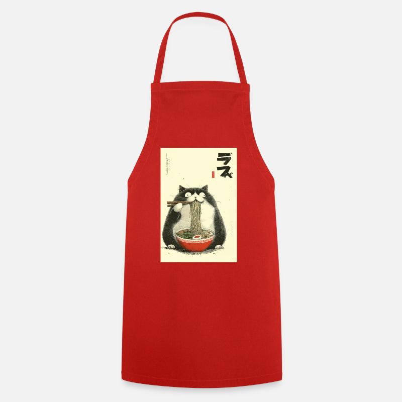 Nudelnde Katzen-Ramen - Kochschürze - Rot