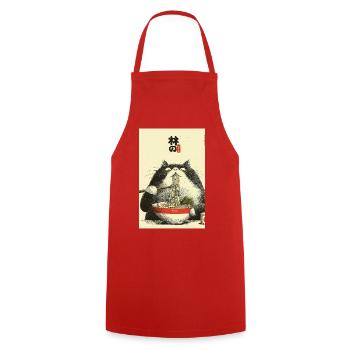 Ramen Cat Ukiyoe Style - Cooking Apron - red - Front - AI Model Male 185 dark (185cm)