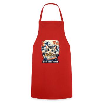 Kawaii Neko Ramen Cat Noodle Anime - Cooking Apron - red - Front - AI Model Male 185 dark (185cm)