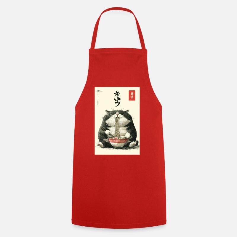 Neko Noodle Feast - Cooking Apron - red