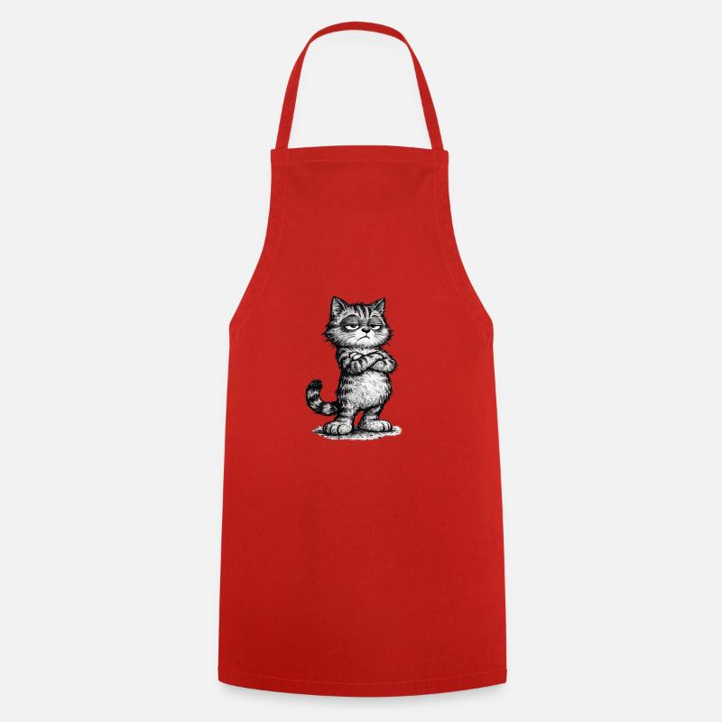 Grumpy Katze – Chef Vibes (Sketch Attitude) - Tablier de cuisine - rouge