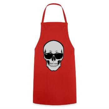 Skull with Sunglasses Graphic - Cooking Apron - red - Front - AI Model Male 185 dark (185cm)