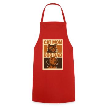Cat Mom Dog Dad Vintage Retro Haustier - Kochschürze - Rot - Vorne - AI Model Male 185 dark (185cm)
