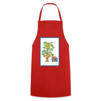 Treehouse for dreaming hand-drawn - Cooking Apron - red - Front - AI Model Male 185 dark (185cm)