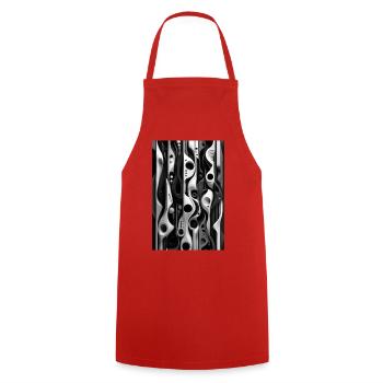 Mécanique abstraite Noir et Blanc - Tablier de cuisine - rouge - Devant - AI Model Male 185 dark (185cm)