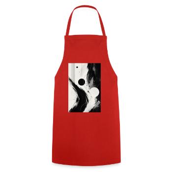 Abstraction noir et blanc orbites - Tablier de cuisine - rouge - Devant - AI Model Male 185 dark (185cm)