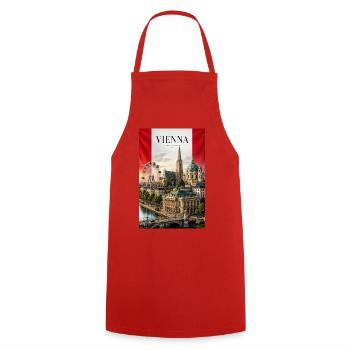 Wien: Prater Skyline & Dom - Kochschürze - Rot - Vorne - AI Model Male 185 dark (185cm)