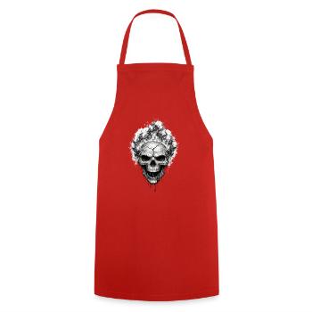 Burning Skull Gothic Horror-Grafik - Kochschürze - Rot - Vorne - AI Model Male 185 dark (185cm)