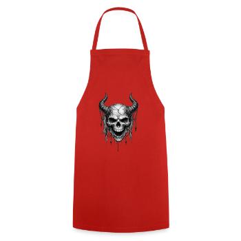Horned Skull Gothic Horror-Grafik - Kochschürze - Rot - Vorne - AI Model Male 185 dark (185cm)