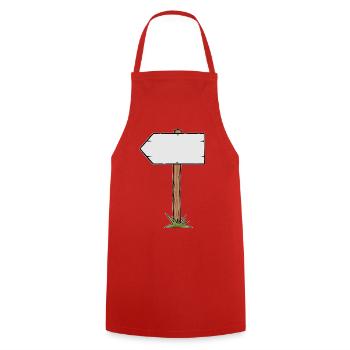 Rustic wooden sign - Cooking Apron - red - Front - AI Model Male 185 dark (185cm)