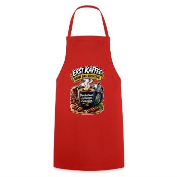 Erst Kaffee, Dann Wichtiges - Kochschürze - Rot - Vorne - AI Model Male 185 dark (185cm)