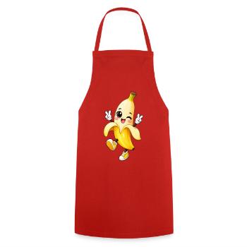 Winking Banana Cartoon Vibe - Cooking Apron - red - Front - AI Model Male 185 dark (185cm)