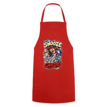 Snooze est mon Cardio Frecher Wecker Punk Spruch - Tablier de cuisine - rouge - Devant - AI Model Male 185 dark (185cm)