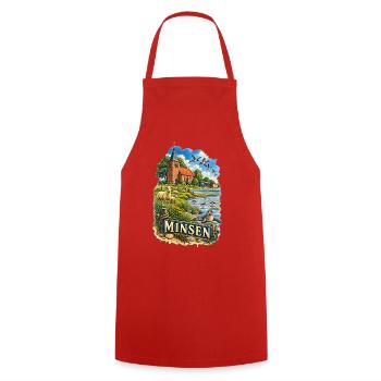 Minsen Küstenlandschaft Vintage - Kochschürze - Rot - Vorne - AI Model Male 185 dark (185cm)