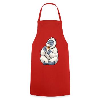 Yeti mit Latte Macchiato - Kochschürze - Rot - Vorne - AI Model Male 185 dark (185cm)