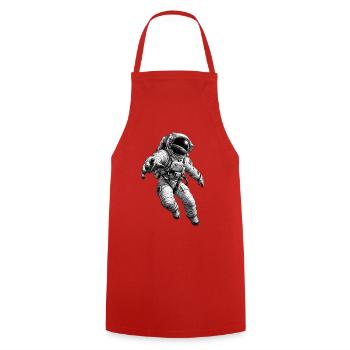 Astronauten im All – Monochromer Druck - Kochschürze - Rot - Vorne - AI Model Male 185 dark (185cm)