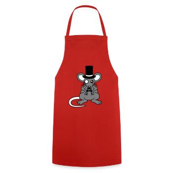 M. Souris chapeau haut de forme monocle lunettes riche M. - Tablier de cuisine - rouge - Devant - AI Model Male 185 dark (185cm)