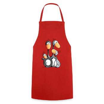 Famille Pingouin mignon - Tablier de cuisine - rouge - Devant - AI Model Male 185 dark (185cm)