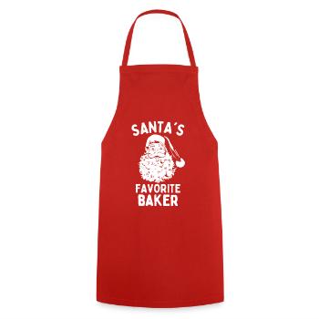 Santas favorite Baker funny christmas saying - Cooking Apron - red - Front - AI Model Male 185 dark (185cm)