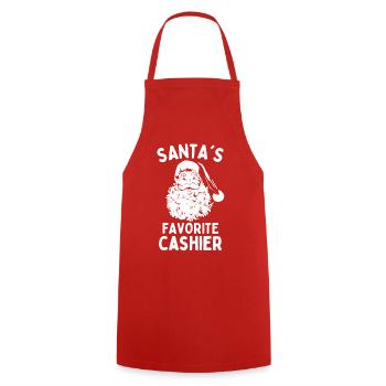 Noël préféré des pères Noël drôle de caissier - Tablier de cuisine - rouge - Devant - AI Model Male 185 dark (185cm)