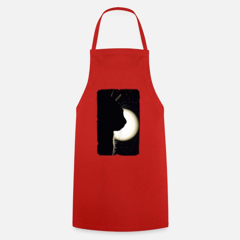 Chat de lune - Tablier de cuisine - rouge