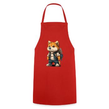 Fuchs design - Kochschürze - Rot - Vorne - AI Model Male 185 dark (185cm)