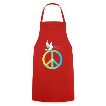 Peace Sign Dove of Peace - Cooking Apron - red - Front - AI Model Male 185 dark (185cm)