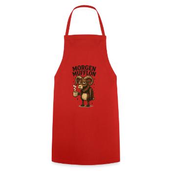 Matin mouflon matin café bureau - Tablier de cuisine - rouge - Devant - AI Model Male 185 dark (185cm)