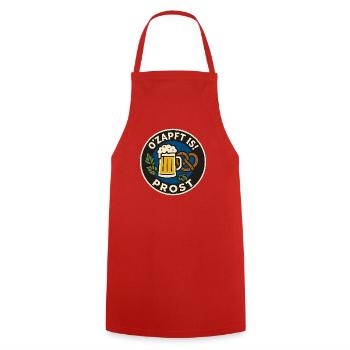 O'zapft Is! Beer and Pretzel Design - Cooking Apron - red - Front - AI Model Male 185 dark (185cm)
