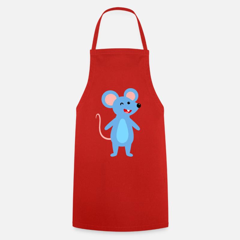 Winking blue mouse - Cooking Apron - red