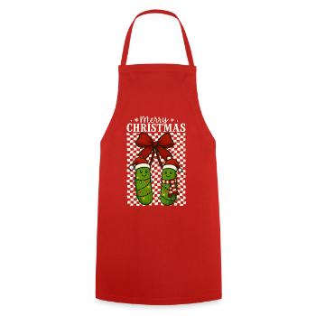 Cute Merry Christmas Pickles Holiday Design - Kochschürze - Rot - Vorne - AI Model Male 185 dark (185cm)