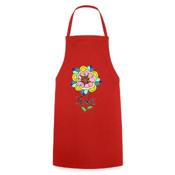 Fleur - Tablier de cuisine - rouge - Devant - AI Model Male 185 dark (185cm)