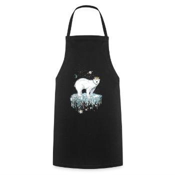 Majestätischer Eisbär mit Krone auf Eisscholle - Cooking Apron - black - Front - AI Model Male 185 dark (185cm)