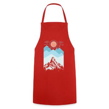 Wanderer, Pfadfinder, Camping, Wandern, Bergsteigen, Bergberg - Kochschürze - Rot - Vorne - AI Model Male 185 dark (185cm)