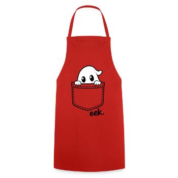 Kuscheliger Geist über Brusttasche - Kochschürze - Rot - Vorne - AI Model Male 185 dark (185cm)