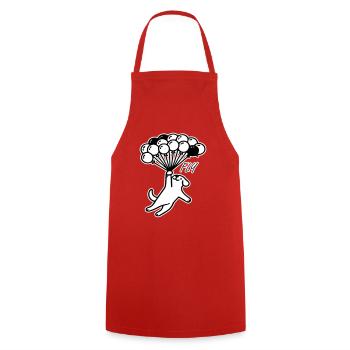 Chien s’envolant avec des ballons - Fly Design - Tablier de cuisine - rouge - Devant - AI Model Male 185 dark (185cm)