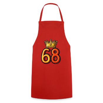 68 Number Krone - Cooking Apron - red - Front - AI Model Male 185 dark (185cm)