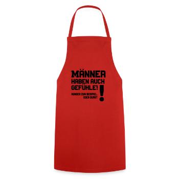 Les hommes ont des sentiments aussi! disant - Tablier de cuisine - rouge - Devant - AI Model Male 185 dark (185cm)